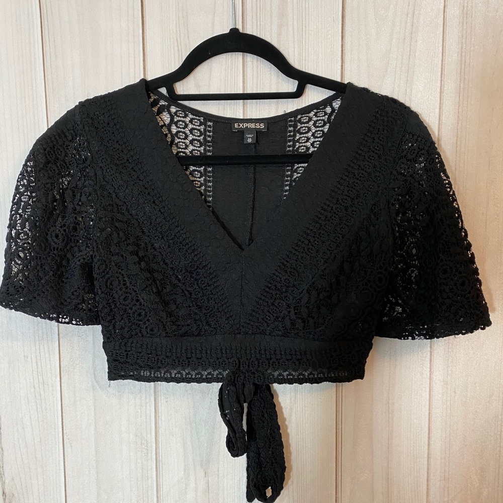 Black crochet crop top Express